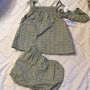 Carter's Olive Floral Baby Set